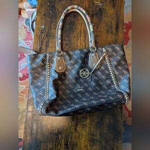 Guess Monogram Canvas Tote Bag‎ with Project Upcycled Components